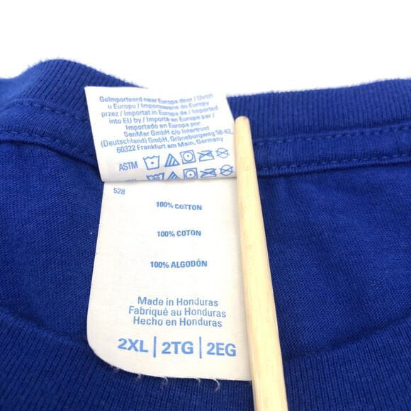 Port & Company Dog Christmas Tree Long Sleeve T Shirt Blue Men's 2XL Ring Spun - Picture 6 of 7